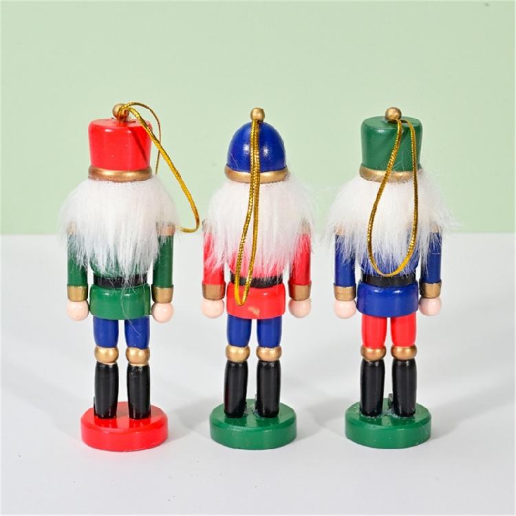 3pcs Holidays Nutcrackers Shaped Tree Hangings Hand Painted Wood Figurines Pendant Christmas Themed Embellishments