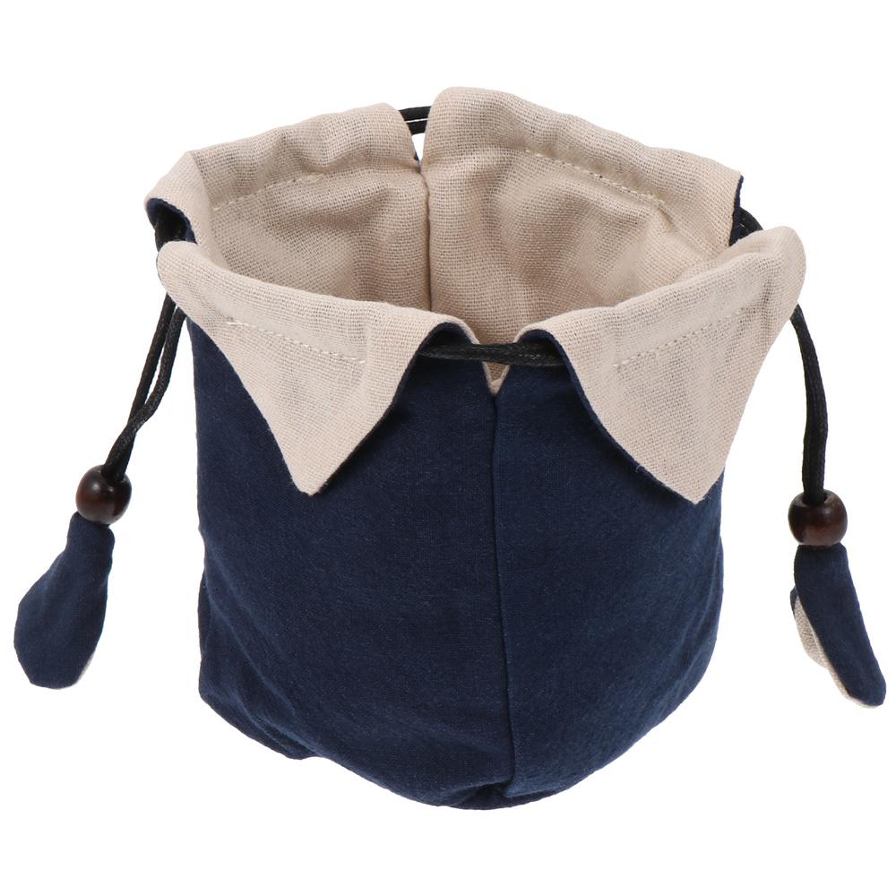 Portable Cotton Linen Teapot Bag Tea Set Storage Bag Travel Pouch Teaware Kitchen Dining Bar Accessories Wooden Beads Simple
