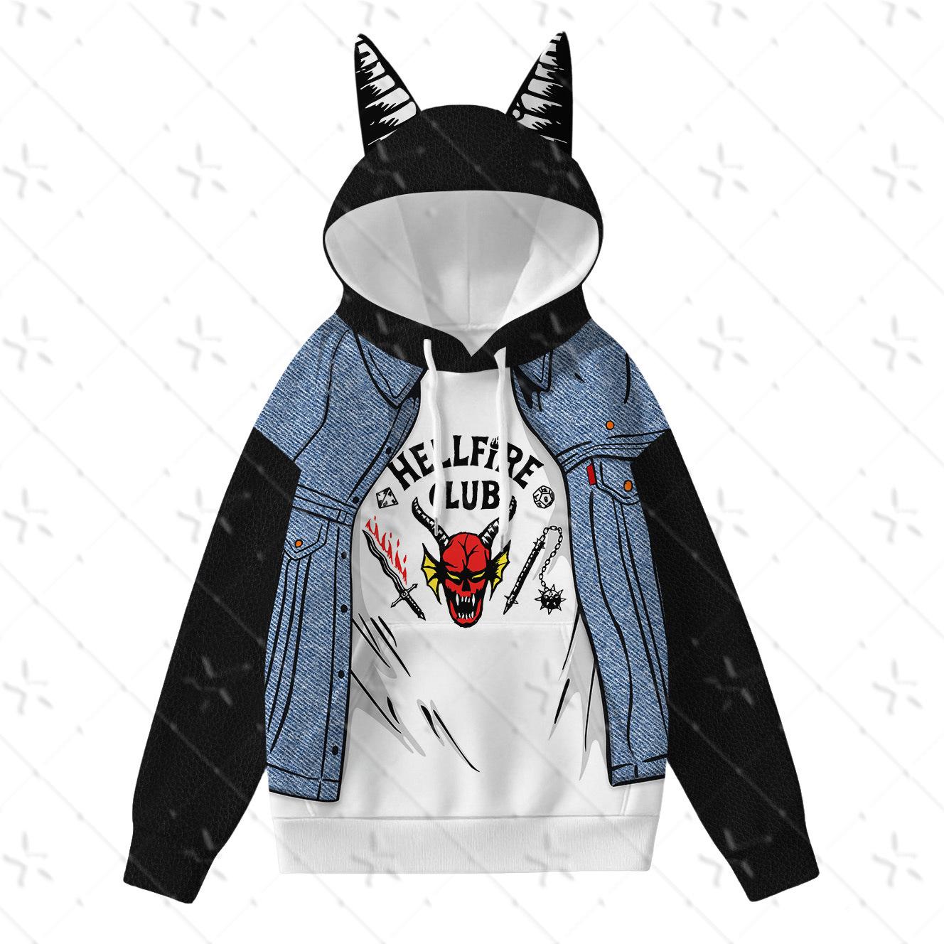 Футболка с Эдди из Очень странных дел и Худи Клуб Адского Пламени с рожками Дьявола для всех возрастов 120 cm 2170₽