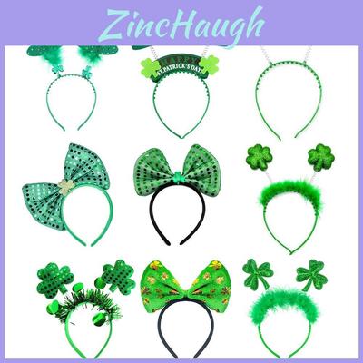 St. Patrick's Day Green Clover Hair Band Elf Hat Headband Set