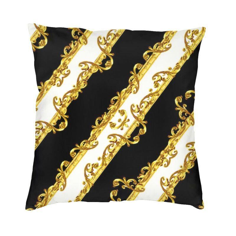 Hot Pink And Gold Baroque Floral Pattern Cushion Cover Sofa Home Decor Square Throw Pillow Case 45x45cm