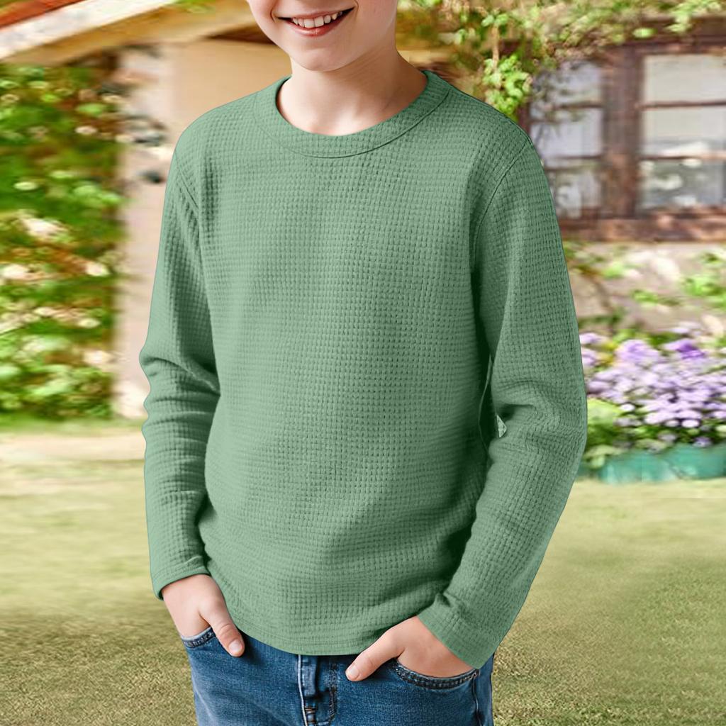 Kids Sweatshirt Boys Long Sleeve Shirts Soild Casual Pullover Shirt Outdoor Fall Clothes For Teen Boy