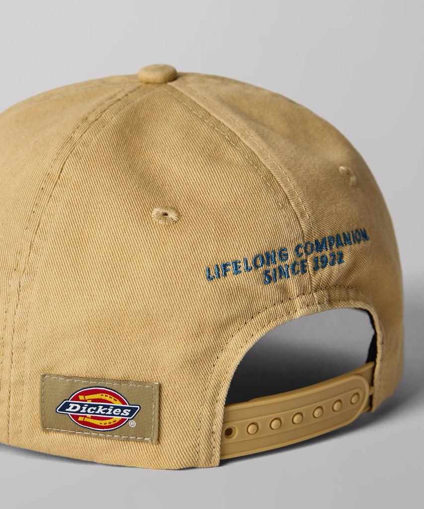 DICKIES Washed Banner Logo Ball Cap Khaki
