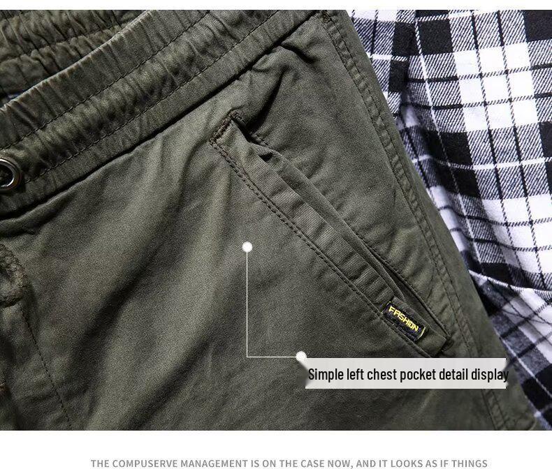 Men's Tactical Cargo Jogger Pants - Military Green, Outdoor Casual for Spring & Autumn Hiking