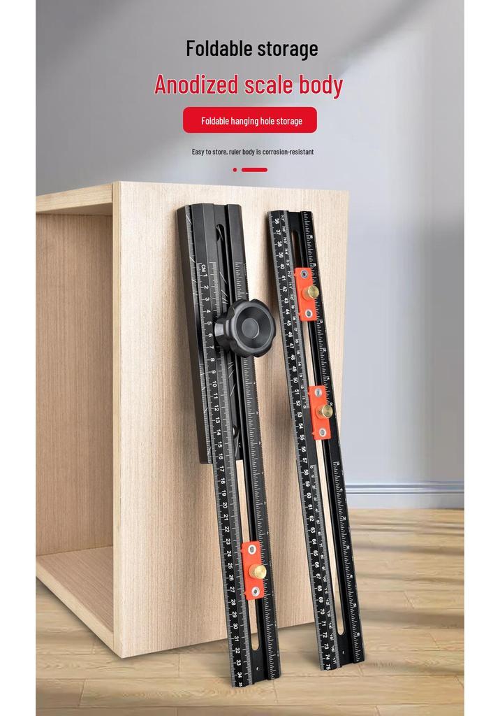 Multi-Shape Splicable Hole Punch Ruler: Automatic Click Point Multi-Functional T-Square for Woodworking