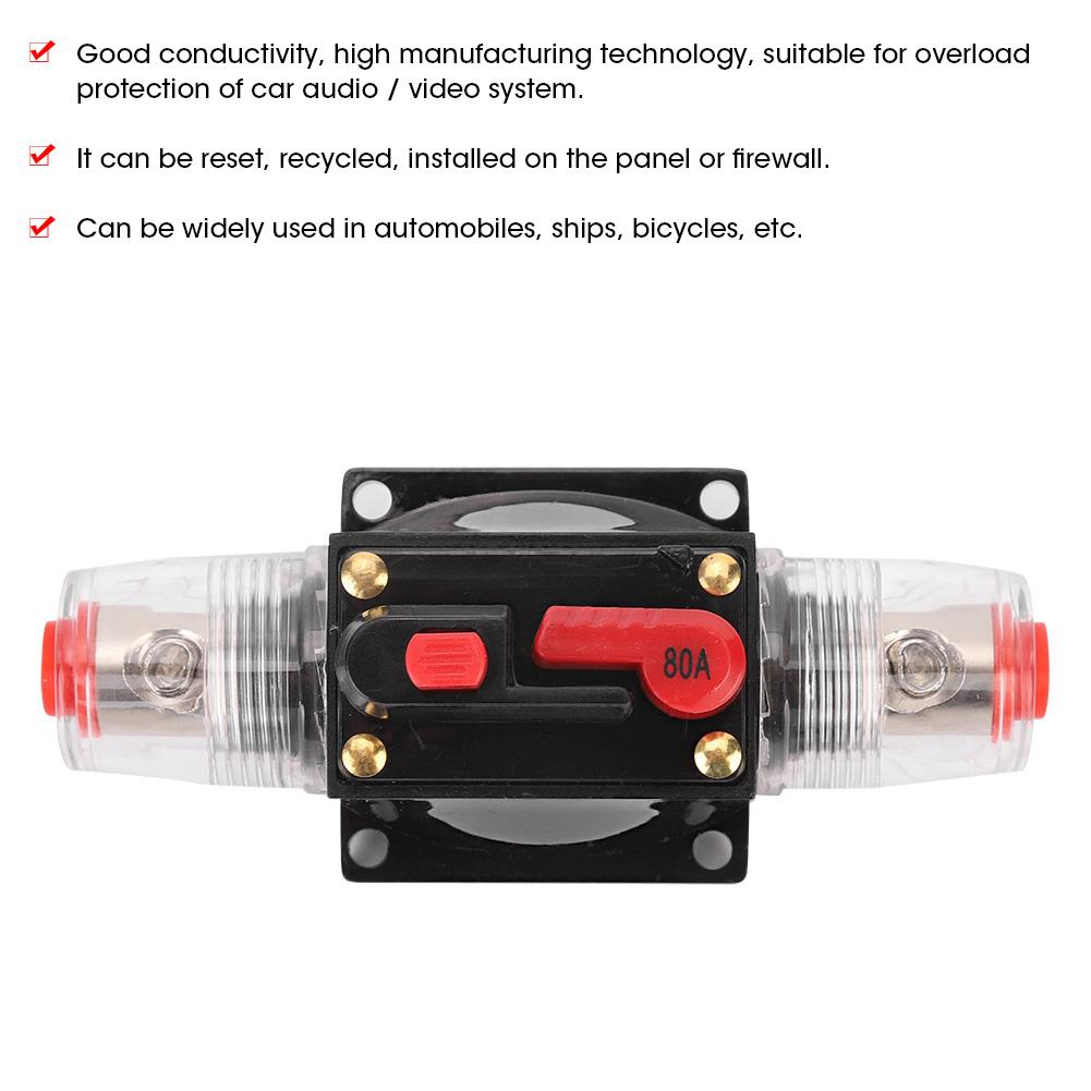 12 24V Car Audio Stereo Amplifier Reset Circuit Breaker Fuse Holder Car Accessories80A