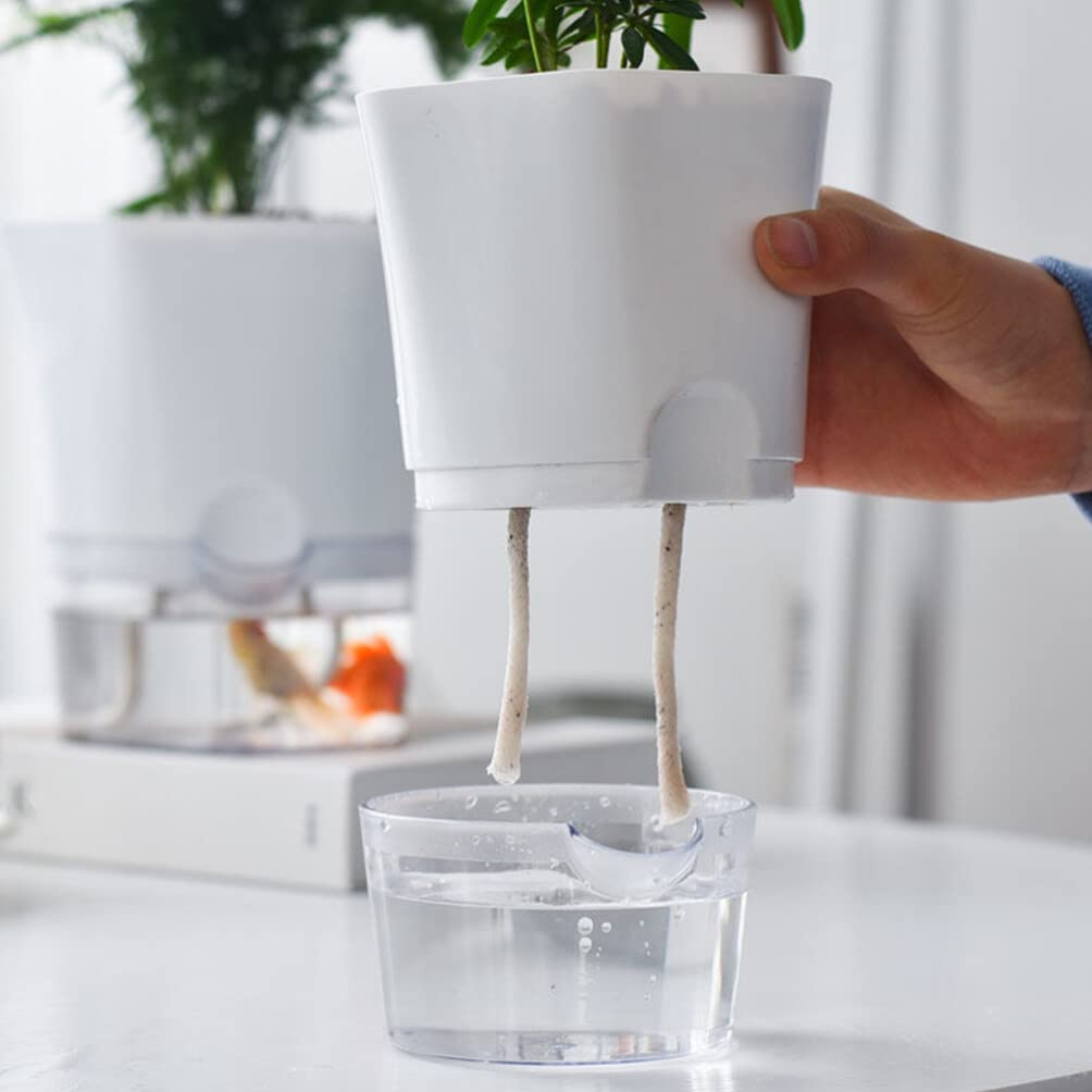 OUNONA Automatic Watering Planter with Water Dedicated Water Round Suitable for Growing and Indoor and Outdoor Large Supply, Double-Layered