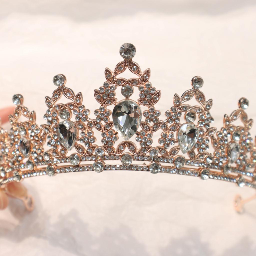 European and American Bride Headwear Large Crown Fashionable Crystal Crown  Birthday Party Headband  Retro Queen Headband