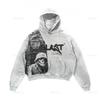 Mens Casual Hooded Sweatshirt 3D Skull Print Loose Fit Long Sleeve Winter Top Teens