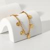 Yori Stainless Steel Petal Disc Pendant Bead Chains Fashion Anklet Men Women Charm Summer Beach Trendy Chic Jewelry