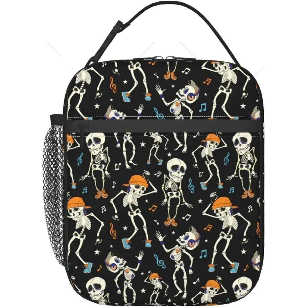 Dancing Skeletons Party Halloween Lunch Bag Insulated Lunch Box for Women Men Reusable Lunch Cooler Bag for Office Picnic