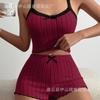Large size pajamas women's sexy lace edge short-sleeved suspender shorts polished pit strip loungewear