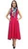 Bimba Women's Designer Rayon Dress With Pockets Solid Aqua Maxi With Scarf -