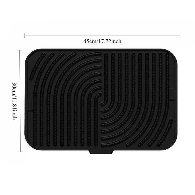 

Pad Non-Slip Drain Pad/Silicone Dish Drying Mat with Built-in Drain for Kitchen Counter Coffee machine tabletop Cat litter tray L чёрный