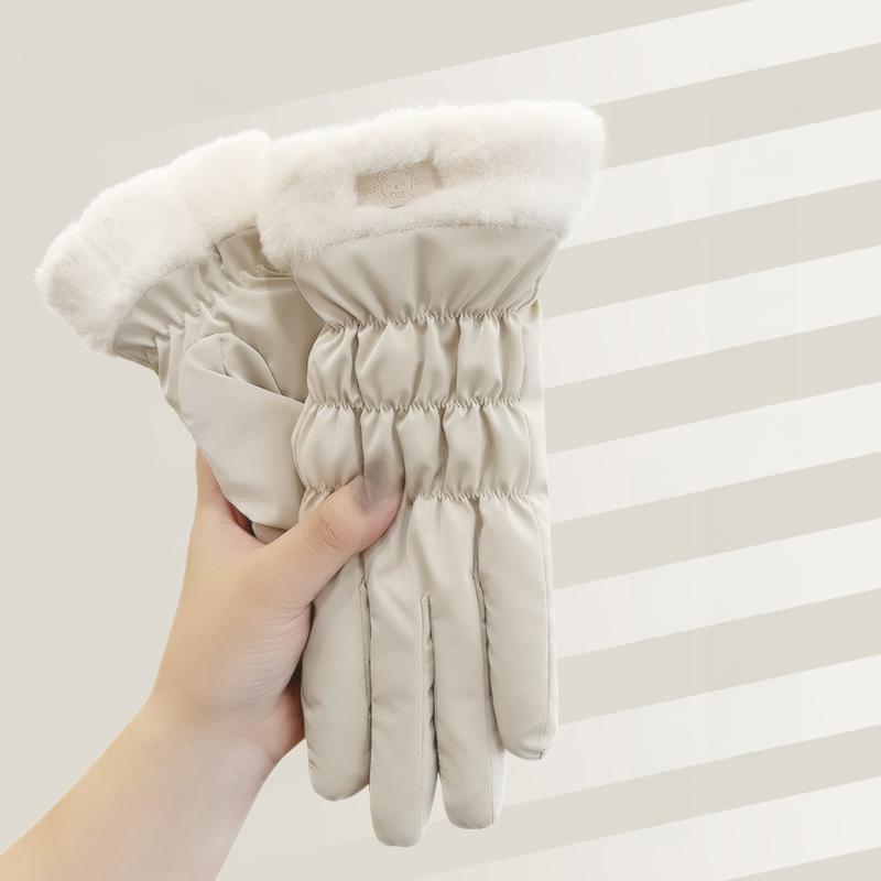 

1 пара сенсорных перчаток для женщин, мягкие, теплые, ветрозащитные варежки, уютная подкладка для активного отдыха на велосипеде и в пеших походах бежевый