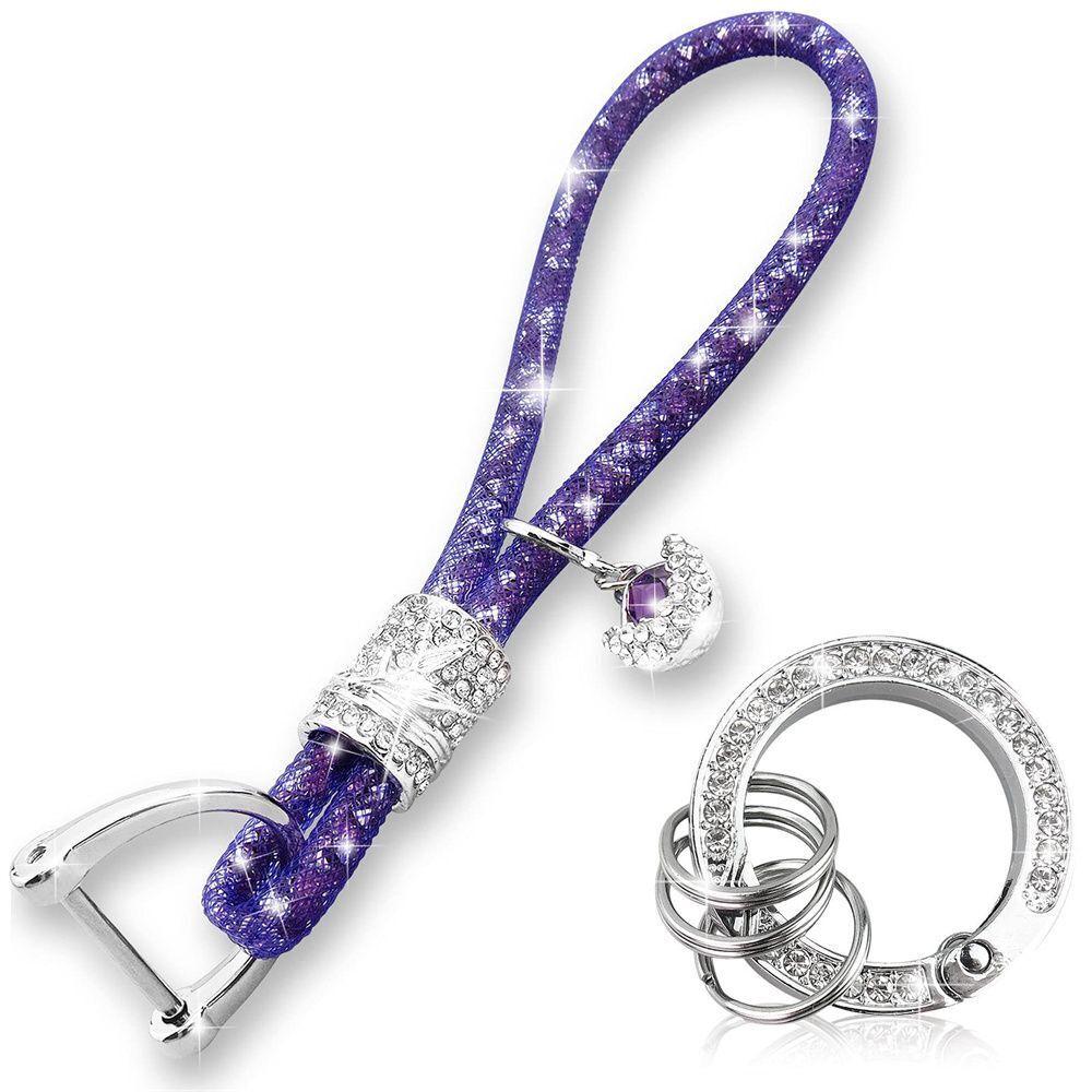 Crystal Car Keychain For Women Key Chain Accessories With Rhinestones Keyring Short Rope Christmas Gifts Jewelry Accessories New