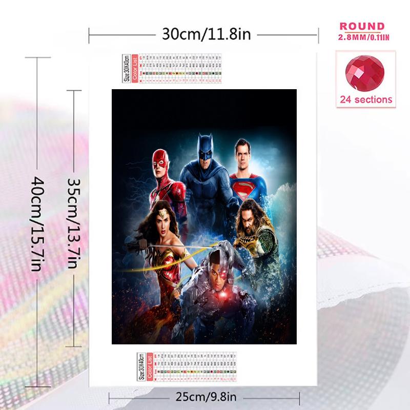 Justice League Pattern 3pcs 100% Round Full Drill 5D DIY Diamond Painting Embroidery Cross Stitch Rhinestone Décor