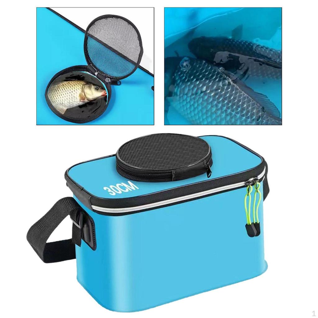 Składane Wiadro Wędkarskie z Paskiem na Żywe Ryby, Idealne na Wędrówki i Kemping