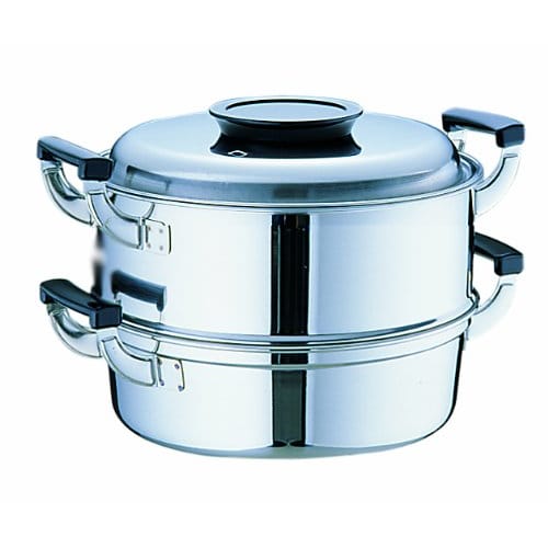 Mikojima Seisakusho Momo-jirushi Round Steamer, 27cm, 2 Tiers, 18-0 Stainless Steel, Made In Japan, AMS72272