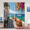 2pcs   2D FLAT PRINTING Curtains (Without Rod) Seaside Bloom(2) Modern Window Curtain Yarn Curtains Decorations Inside Perfect