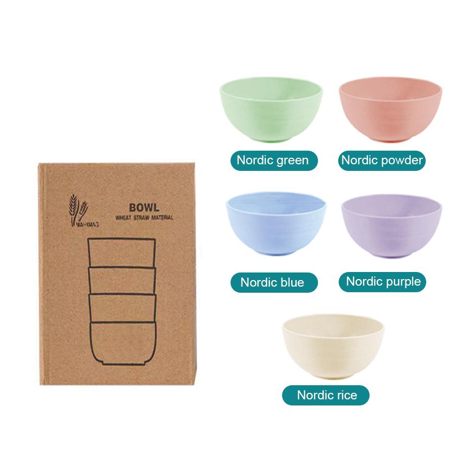 6 Inch Solid Color Plastic Bowl Salad Bowl Wheat Fiber Bowl Children Household Large Bowl Kitchen Supplies