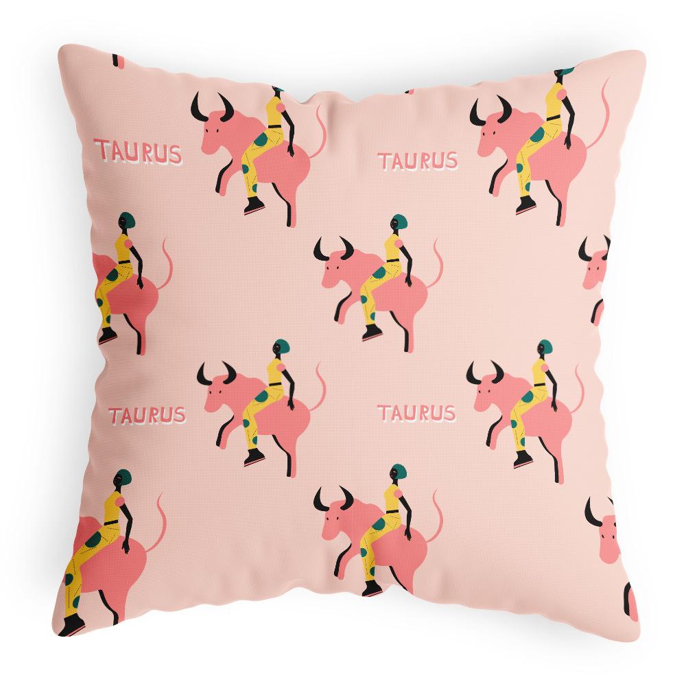 Chinese Style Sofa Cushion Cover Cartoon Animal Cute Plush Cushion Cover Chinese Style Cow Pattern Pillow Cover