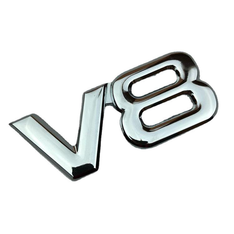 3D odznak V8 pro vozy Toyota a Volkswagen - Galvanicky pokovená kovová nálepka na zadní část