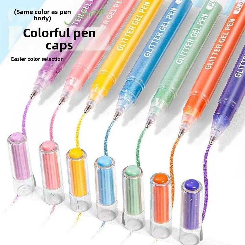 6Color Glitter Effects Gel Pens 1.0mm Writing Pens Set Colorful Art Markers DIY Journaling Pen Painting Graffiti Highlighter Pen