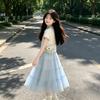 Girl's Polo Collar Half Skirt Korean Sweet Set