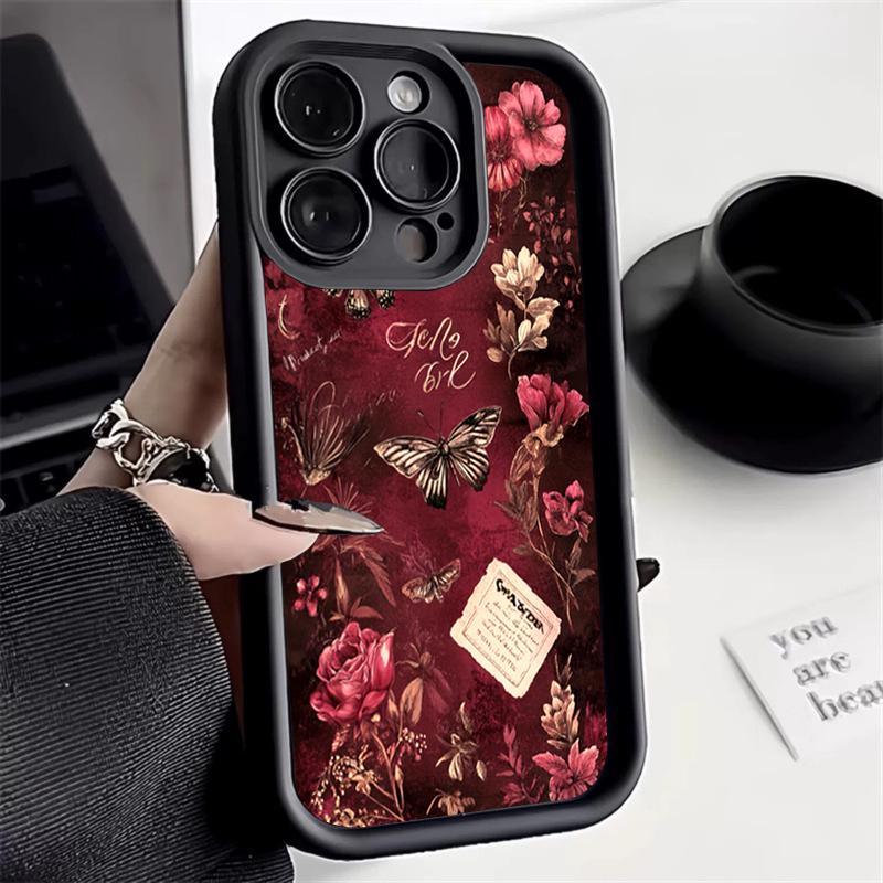 Artistic Retro Floral Butterfly Soft Phone Case For Samsung Galaxy S25 S24 S23 S22 S21 Ultra Plus FE A26 A25 A16 A56 A06 Cover