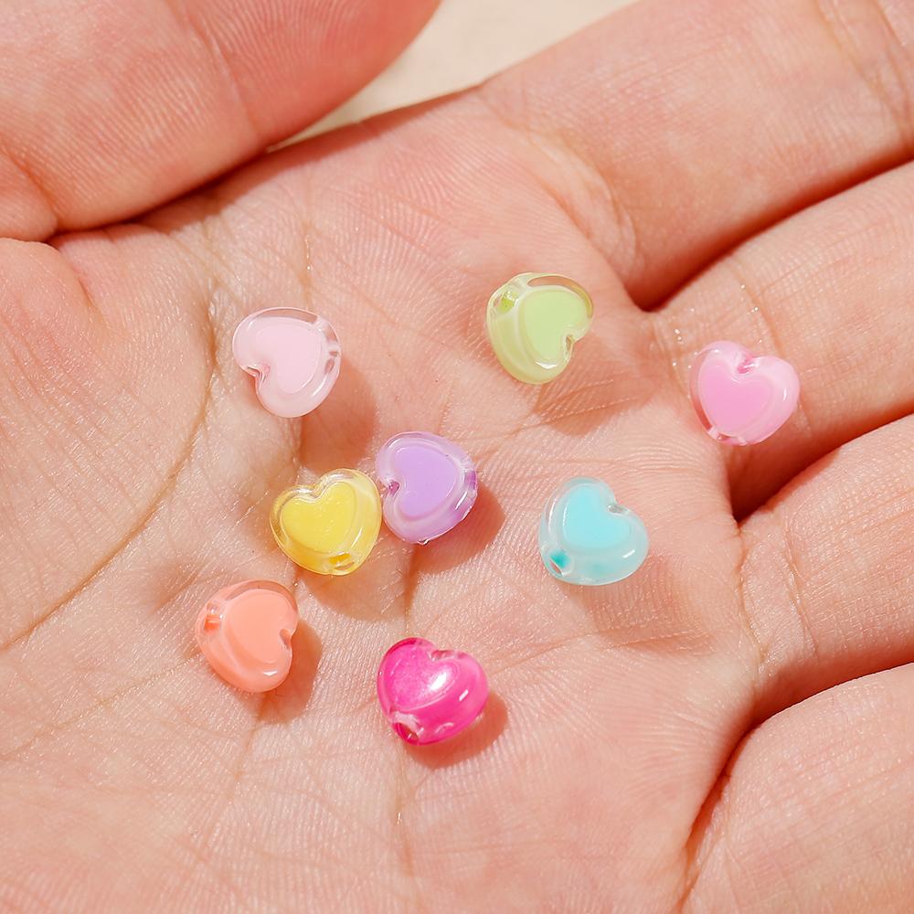 50pcs/Lot 7x8mm Acrylic Heart Beads for Jewelry Making Loose Spacer Beads DIY Necklace Bracelet Accessories Supplies
