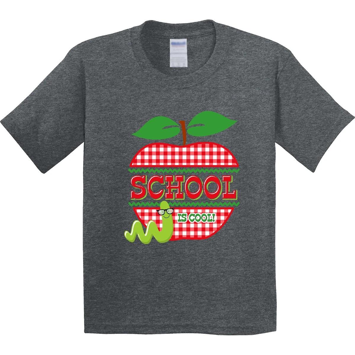 Inktastic Apple School Is Cool Youth T-Shirt Back Worm Cute Nerd Tee Kids Child 130