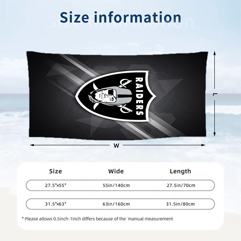 Asciugamano da Spiaggia alla Moda Las Vegas Raiders Asciugamano Portatile Morbido Asciugatura Rapida per Nuoto Campeggio Vacanze