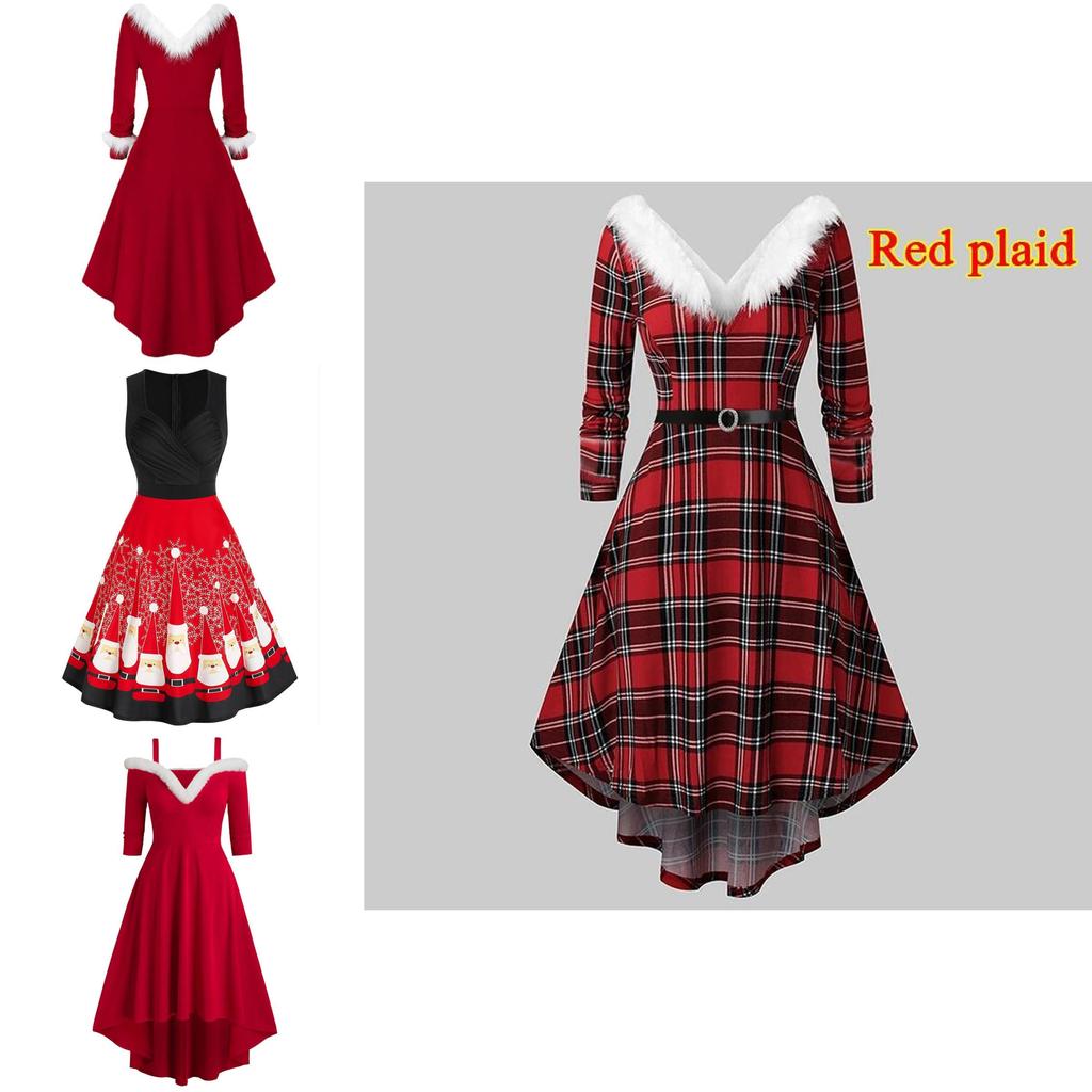 Long-sleeve Mrs Claus Dress Great For Winter And Christmas Parties