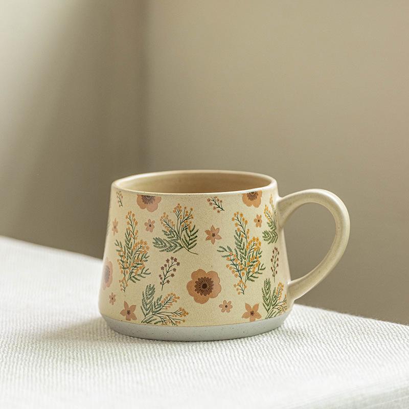 

French ceramic cup high value handmade cup exquisite coffee cup large capacity breakfast cup household cup water cup tea cup 380ml