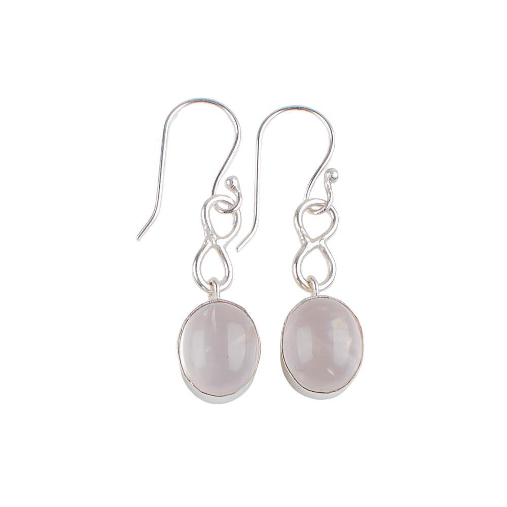 Natural Rose Quartz Gemstone 925 Sterling Silver Jewelry Handmade Earrings 1.60" EE-12-30