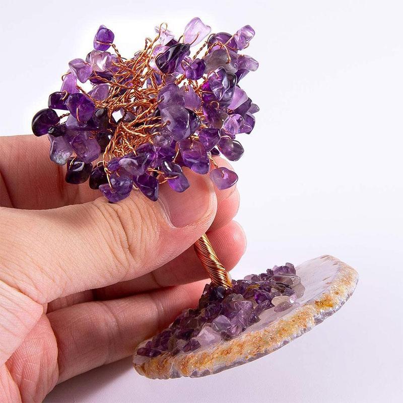 Buy Natural Crystal Lucky Tree Amethyst Rose Quartz Tree of Life Rock