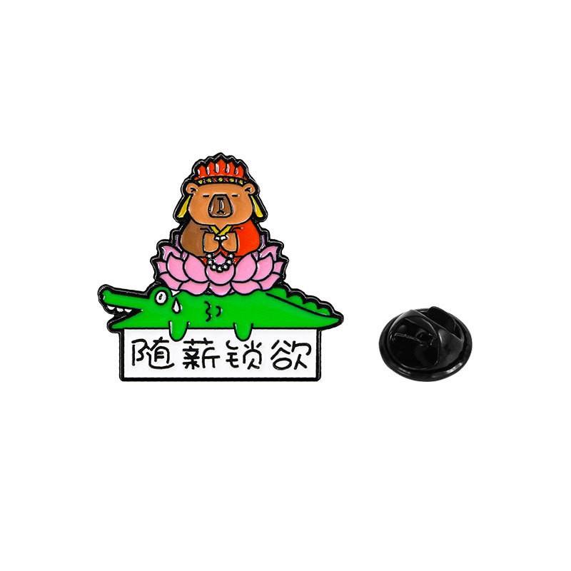 Zinc Alloy Enamel Dropping Brooch, Cute Cartoon Lucky Panda Snake Pattern 2025 Year of the Snake, New Year Festival Decorative Lapel Pin Badge