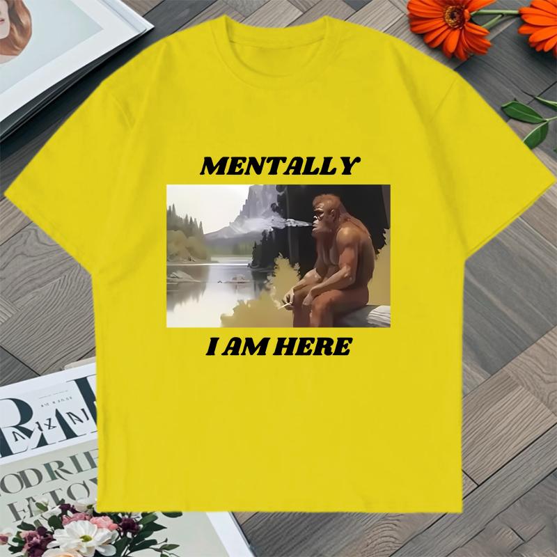 

Funny Unisextally I Am Here Monkey Memory Graphic Oversized Tee shirt Summer Crew Neck Unisex Women short sleeve Cotton Unisex tshirt 4XL