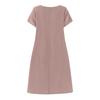 Women's Short Sleeve Round Neck Dress (With Pockets) Loose Casual Solid Color Midi Dress