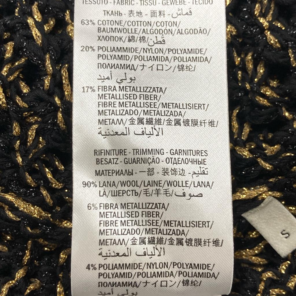 GUCCI 411532 Gold x Multicolor Interlocking G Pearl Button Lame Knit Cardigan tops S multicolorUsed