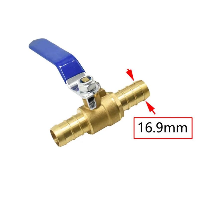 16mm Brass Water Tap Hose Connector with Metal Ball Valve Barb for Air Oil Control Quick Crane Connector - 1 Piece