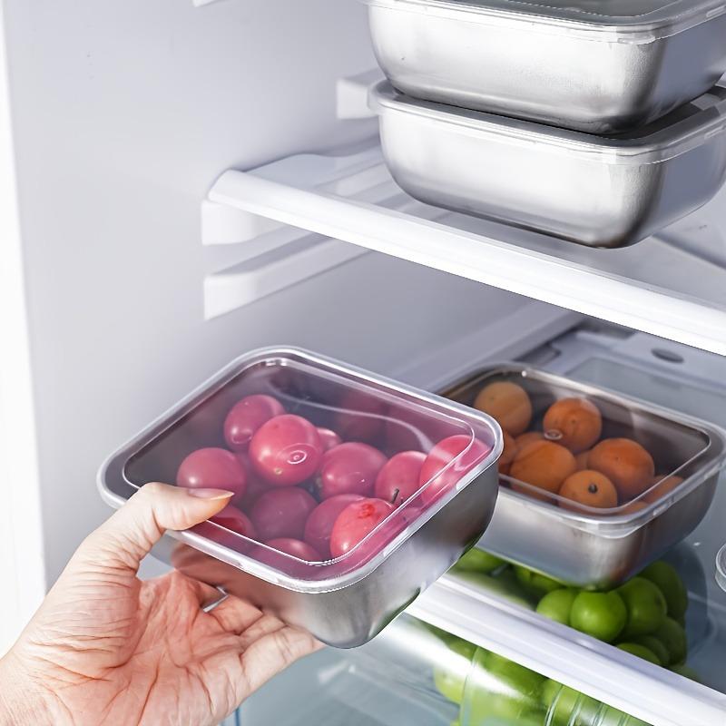 3pcs of Stainless Steel Storage Containers, Square Food Storage Boxes, Refrigerator Organizers, Outdoor Storage Bins