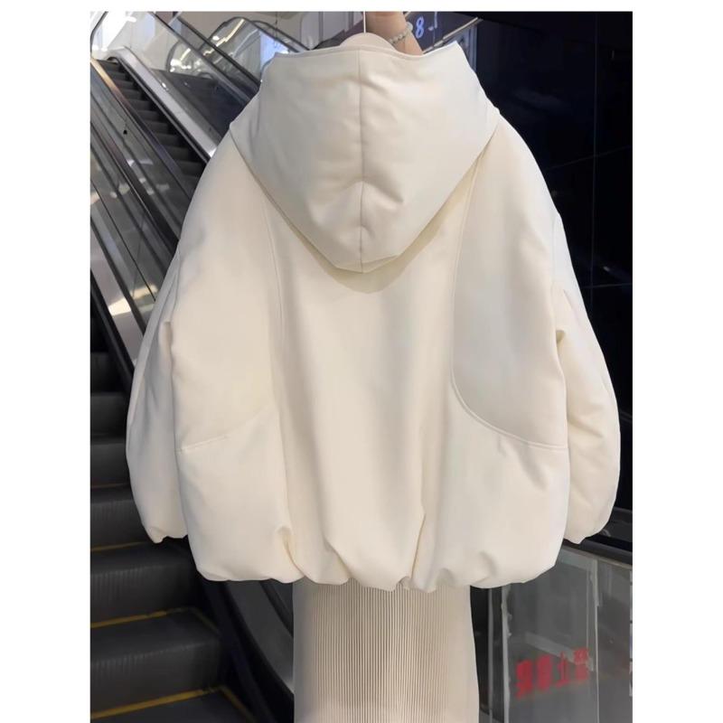New Retro Solid Color Hooded Cotton Coat Women's Winter Loose Cold Cotton Coat