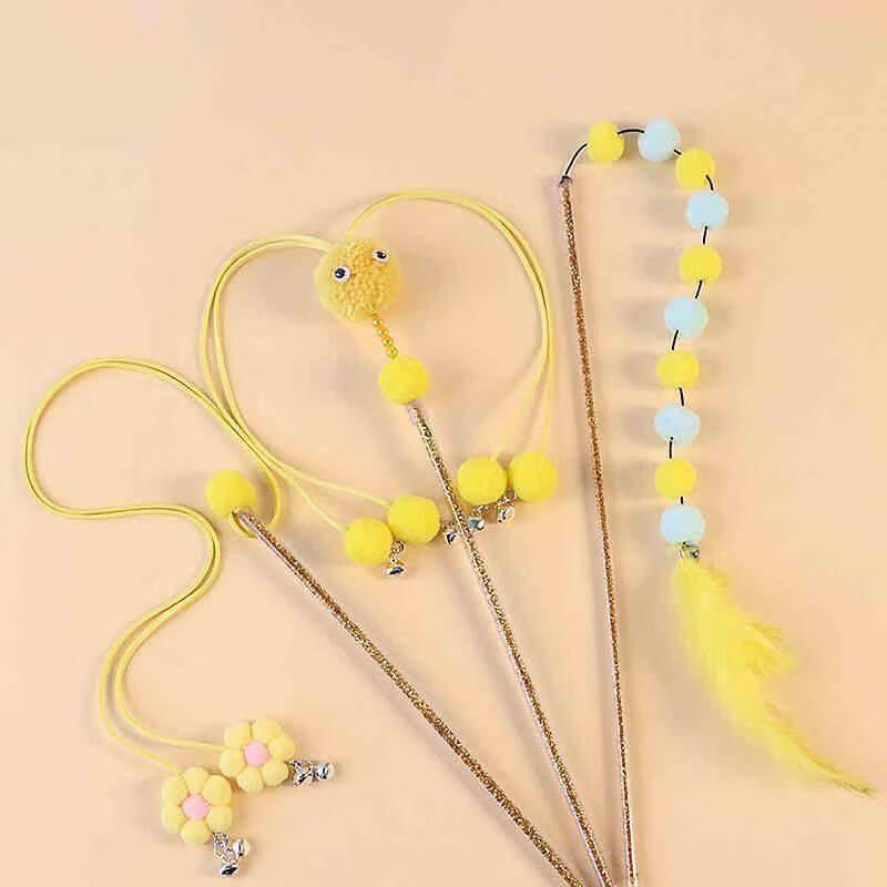 Miling Long Pole Cat Teaser Wand Set