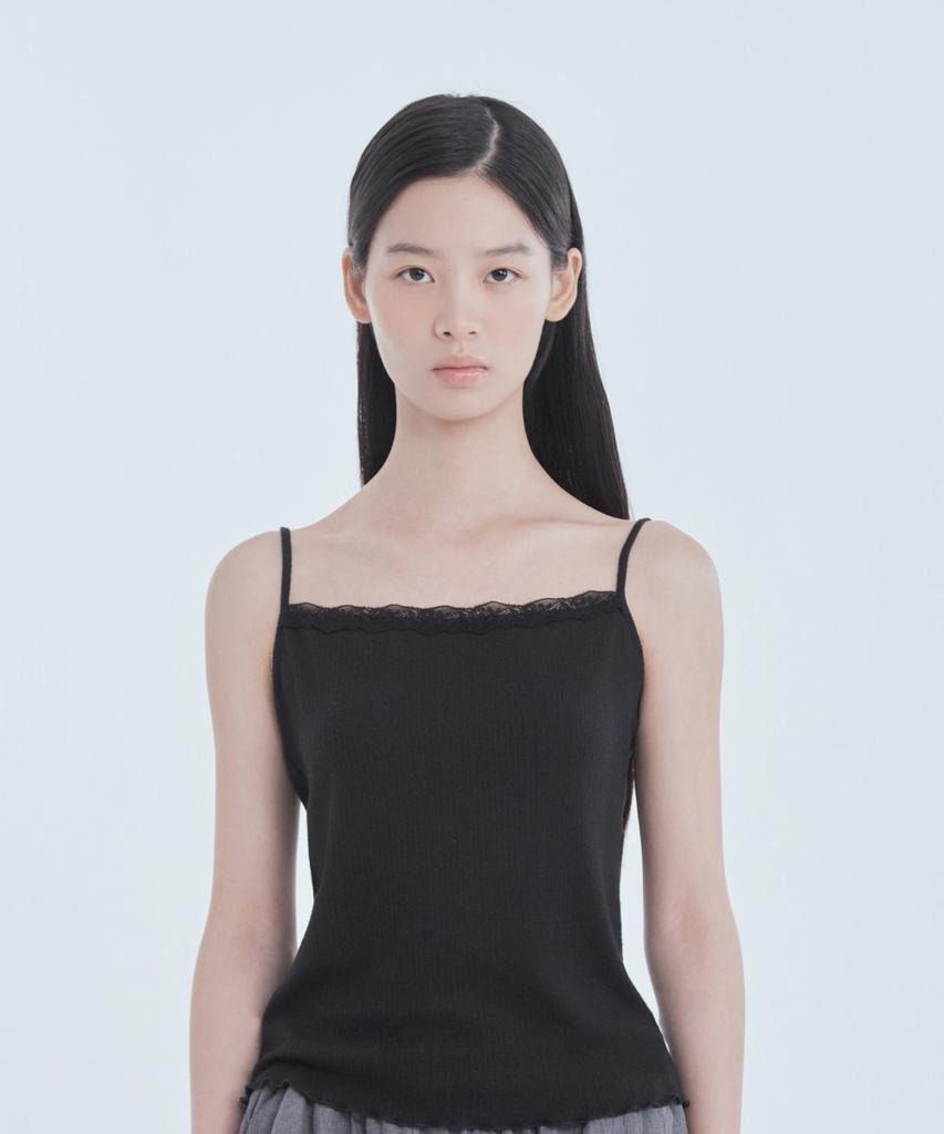Mausolleum Lace Jersey Cami Top - Black