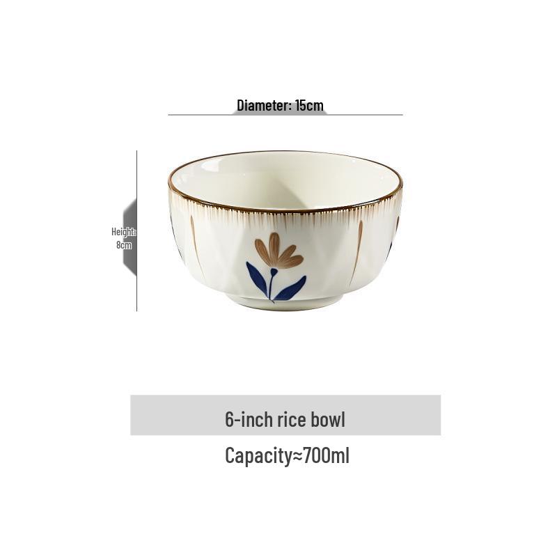 New Double-Ear Ceramic Soup Bowl - 10-Inch Underglaze Large Noodle Bowl for Chinese Household