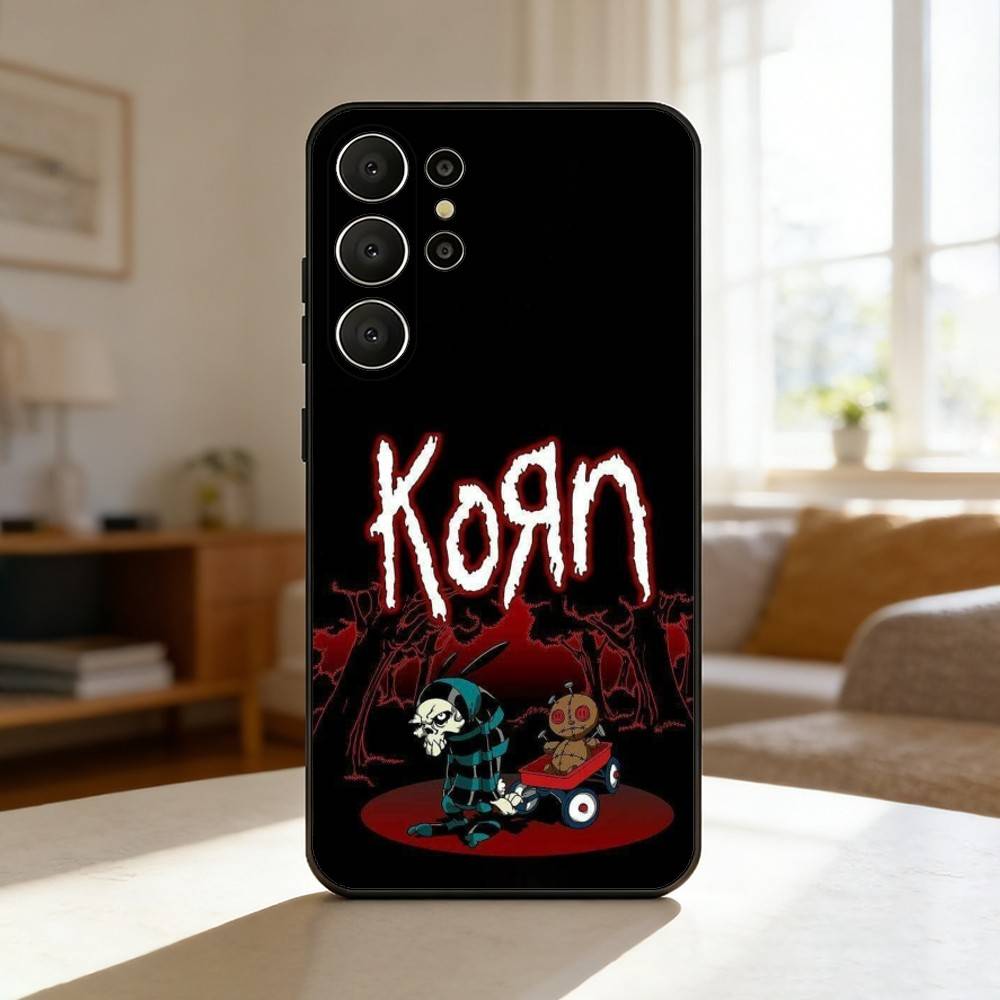 Band K-Korn Phone Case For Samsung S26,S25,24,23,22,30,21,10,9,Ultra,Plus,Lite,Black Soft Case