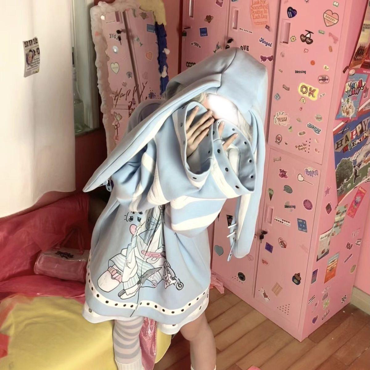 

Осенне-зимнее аниме-худи субкультуры: Акварельный стиль мины, на флисовой подкладке, толстый кардиган свободного кроя M