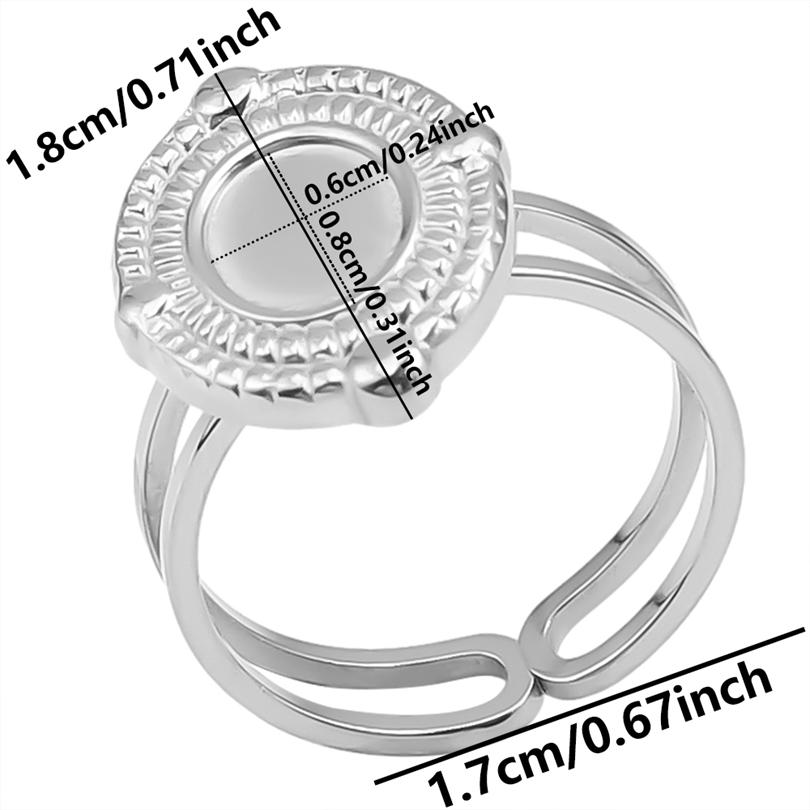 Geometric Round Oval Heart Blank Base Settings DIY Stainless Steel Rings For Women Men Accessories Adjustable Open Ring Jewelry